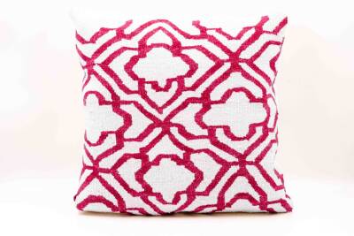 Bordo Geometrik Desenli Punch Kırlent Kılıfı - 2