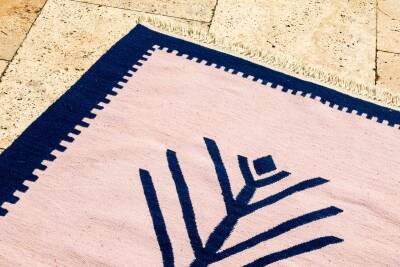 Pudra Lacivert Hayat Ağacı Motifli El Dokuma Yün Kilim - 5